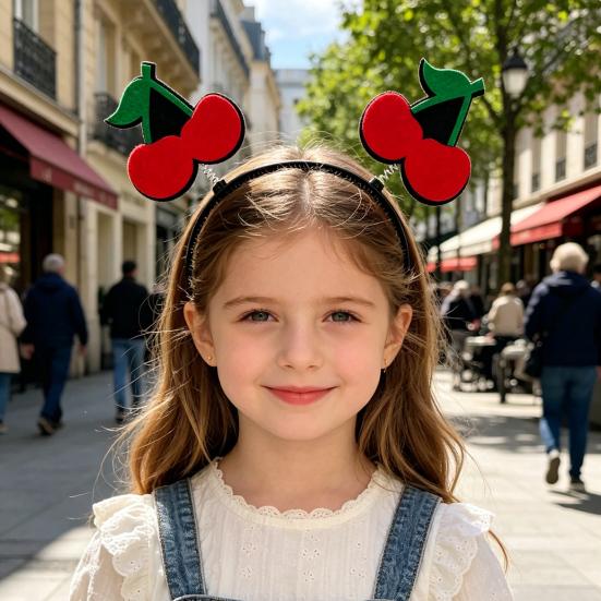 Kid Headband Spring Design Fruit-Decorated Headband Anti-Slip Tooth Design Stable Fit Hair Hoop Children Day Performance Hair Accessory