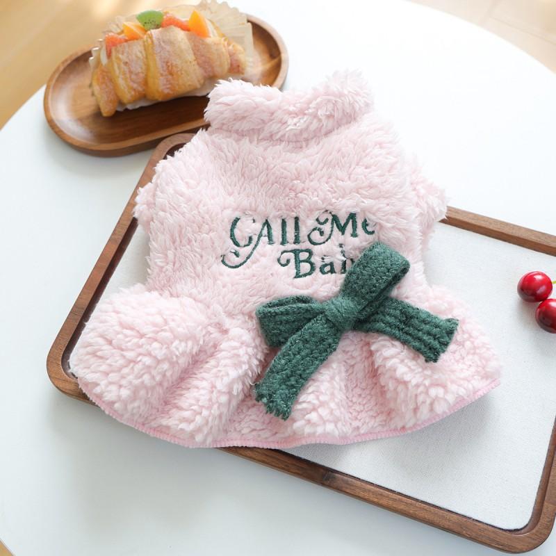 Pet Circle Dog Sweater Small Breed Puppies Soft Fleece Embroidered Letter Dress Pink
