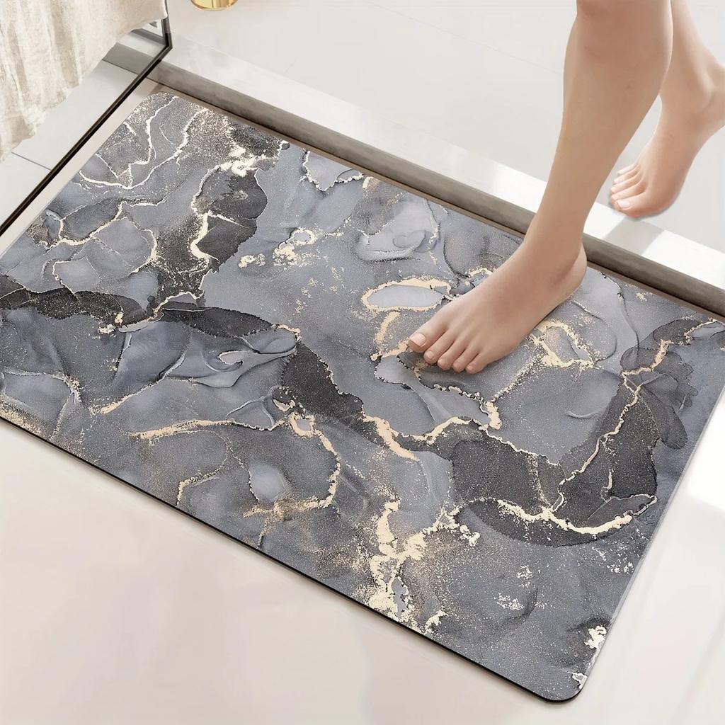 Marbling Pattern Bath Mat Super Absorbent Shower Room Indoor Doormats Washable Easy Clean Diatomite Rugs Washroom Floor Carpet