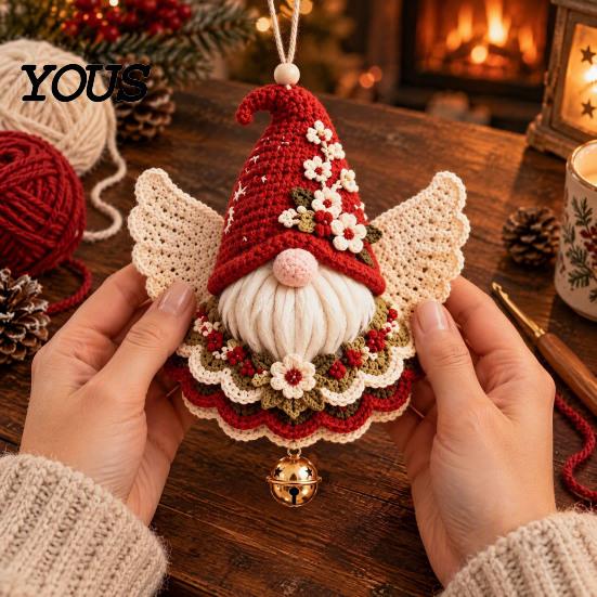 Easy Crochet Projects for Holidays Christmas Angel DIY Kit, Make Hanging Ornament, Festive Beginner Starter Kit Craft Adults Teens, Handmade