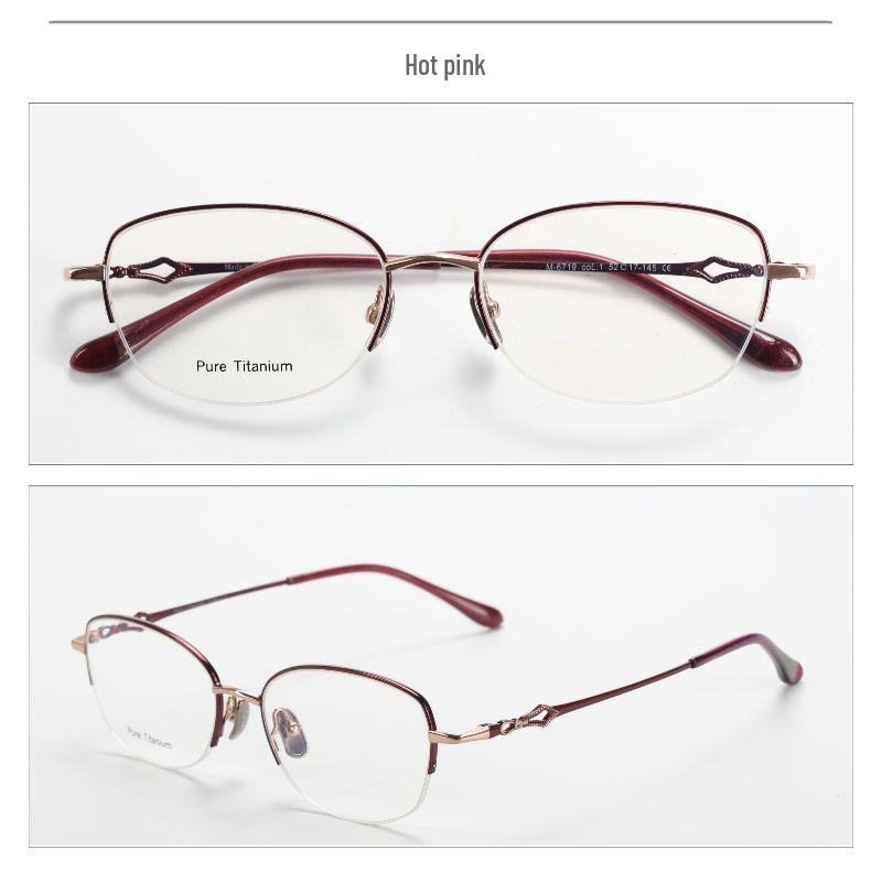 M6719S Retro Semi-Rimless Pure Titanium Eyeglass Frame for Men & Women, Prescription-Friendly for Myopia