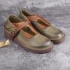 Retro Women's Shoes with Soft Soles and Soft Tops Casual Single Shoes with Comfortable Buckles and Cowhide Mom Shoes
