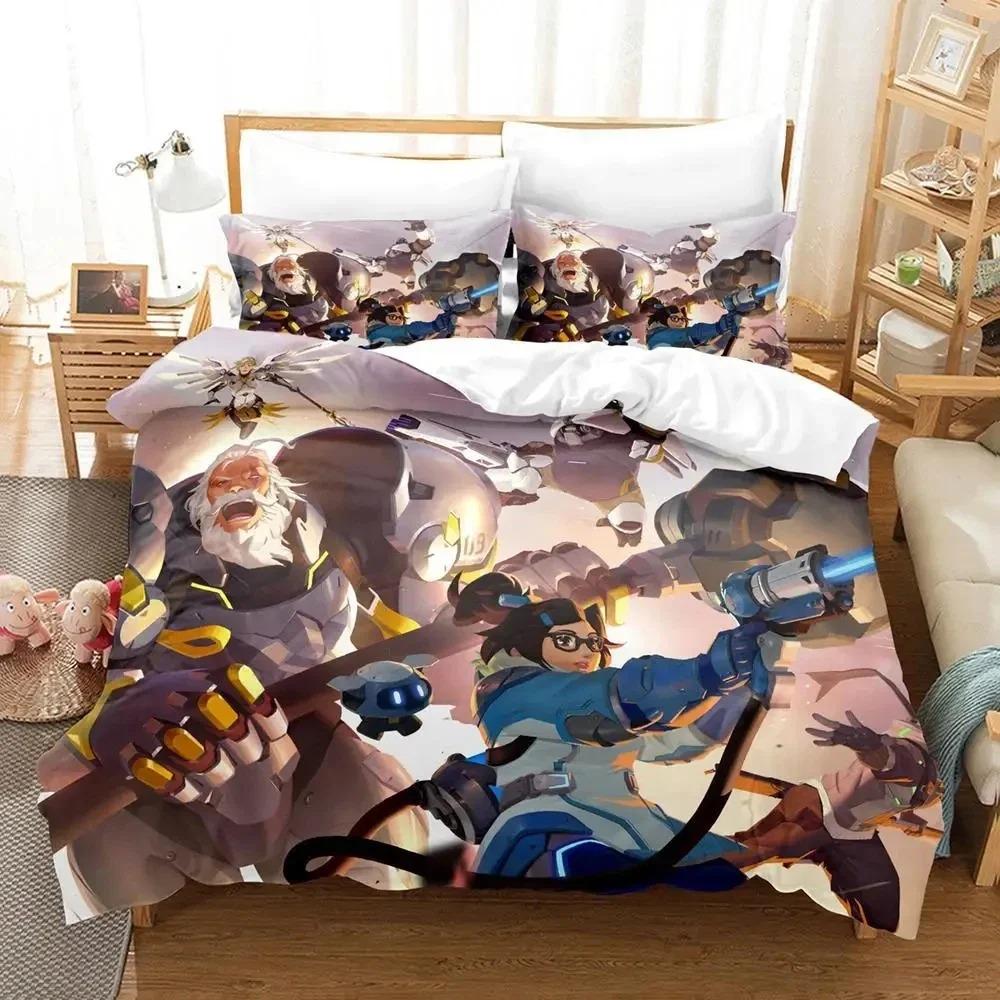 3D Print Overwatch 2 Bedding Set Duvet Cover Bed Set Quilt Cover Pillowcase Comforter king Queen Size Boys Adult Bedding Set