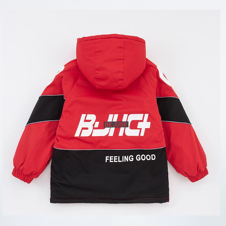 Boys' Trendy Fleece-Lined Winter Parka 2025: Thick Cotton-Blend Jacket