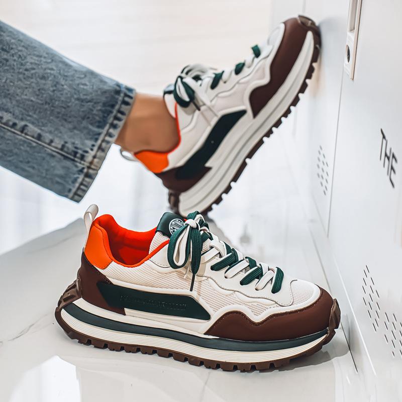 Men's Shoes Mesh Sports Shoes Spring and Summer New Casual Shoes Men's Breathable Thick-soled Travel Dad Shoes Running Shoes