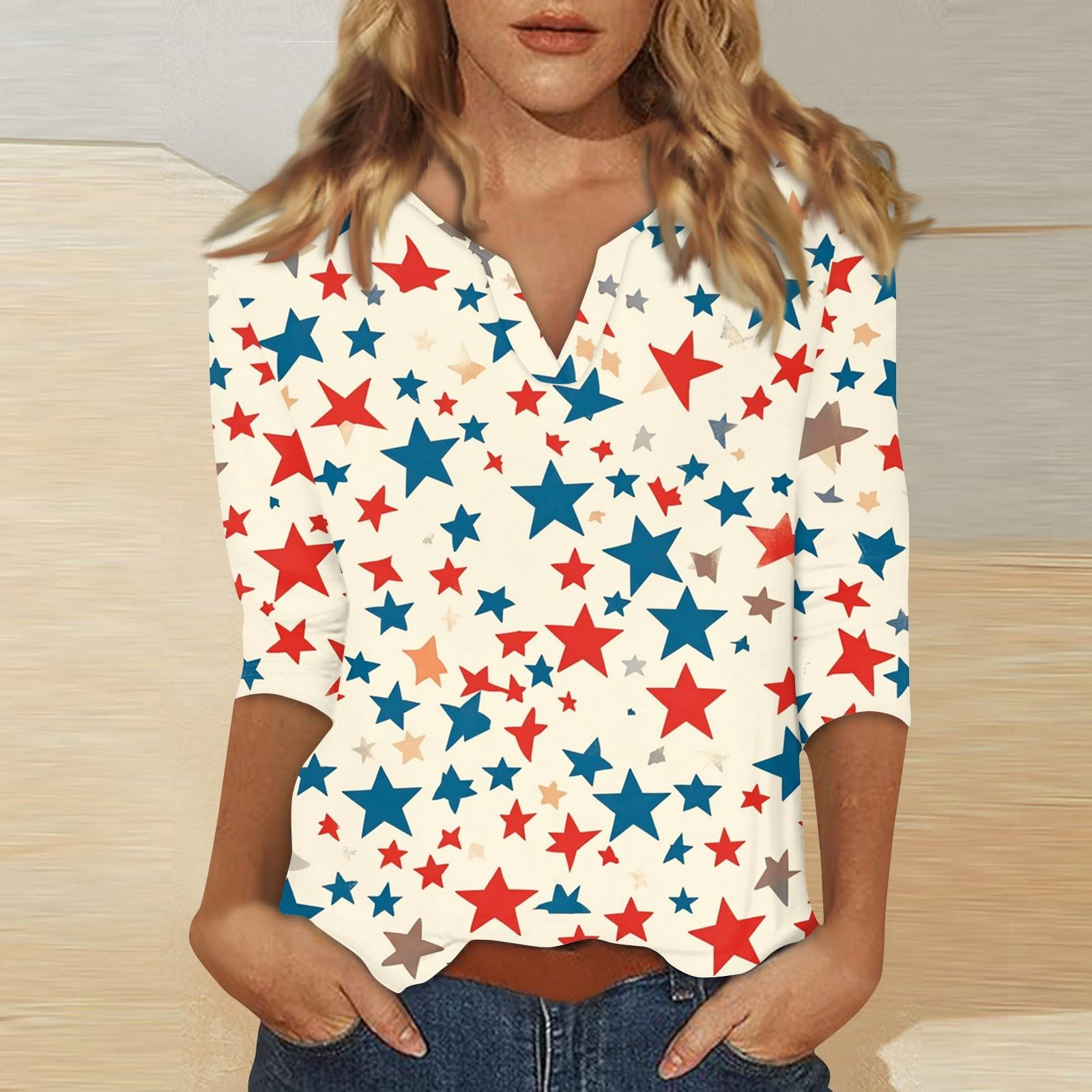 

Женская футболка с воротником-стойкой и рукавами 3/4 с принтом XL бежевый