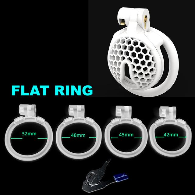 Sissy Male Mini Honeycomb Chastity Lock Breathable BDSM CB Lock Male Chastity Device with 4 Penis Rings Cock Cage Adult Sex Toy