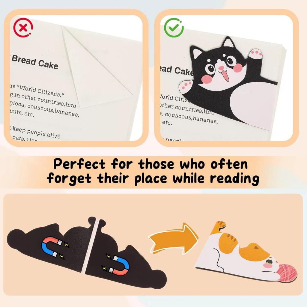 5/6/10pcs Cute Cat Cartoon Magnetic Bookmark Page Holder Fun Meow Bookmarks For Students Reading Book Magnetic Tags Decoration