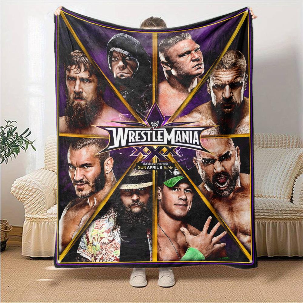 Wrestlemania Blanket Soft Warm Cozy Great for Seaside Sofa Bedding Four Seasons Multipurpose Stylish Decor Ideal Gift for Friends Family Couples Picni