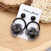 Vintage Crystal Flower Big Circle Stud Earrings Long Temperament Personalized Vacation Earrings Bohemian Earrings Women