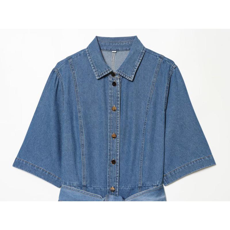 Handmade European & American Style Denim Shirt Dress - Women's 