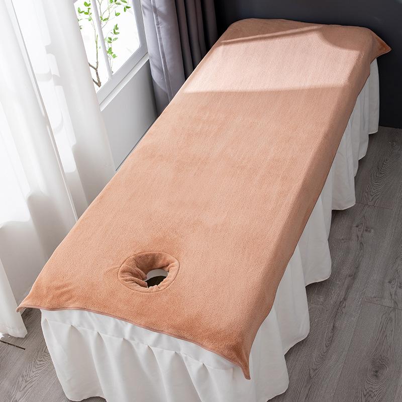 Coral Fleece Beauty Massage Bed Cover Sheet SPA Massage Bed Table Cover Face Hole Body Spa Salon Bedspread Decoration