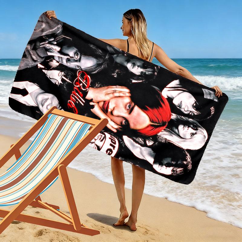 Billie Eilish poster Beach Towel, Large Soft Quick Dry Towel for Beach Camping Swimming