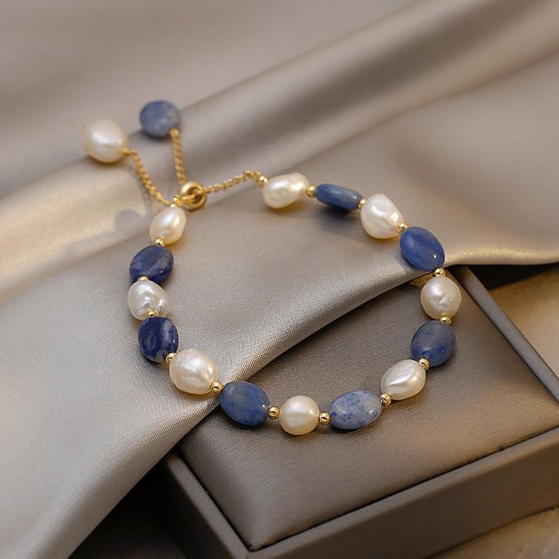 Real gold-plated, uniquely shaped strawberry crystal bracelet for women, designed to attract love, featuring Baroque freshwater pearls, a stylish and