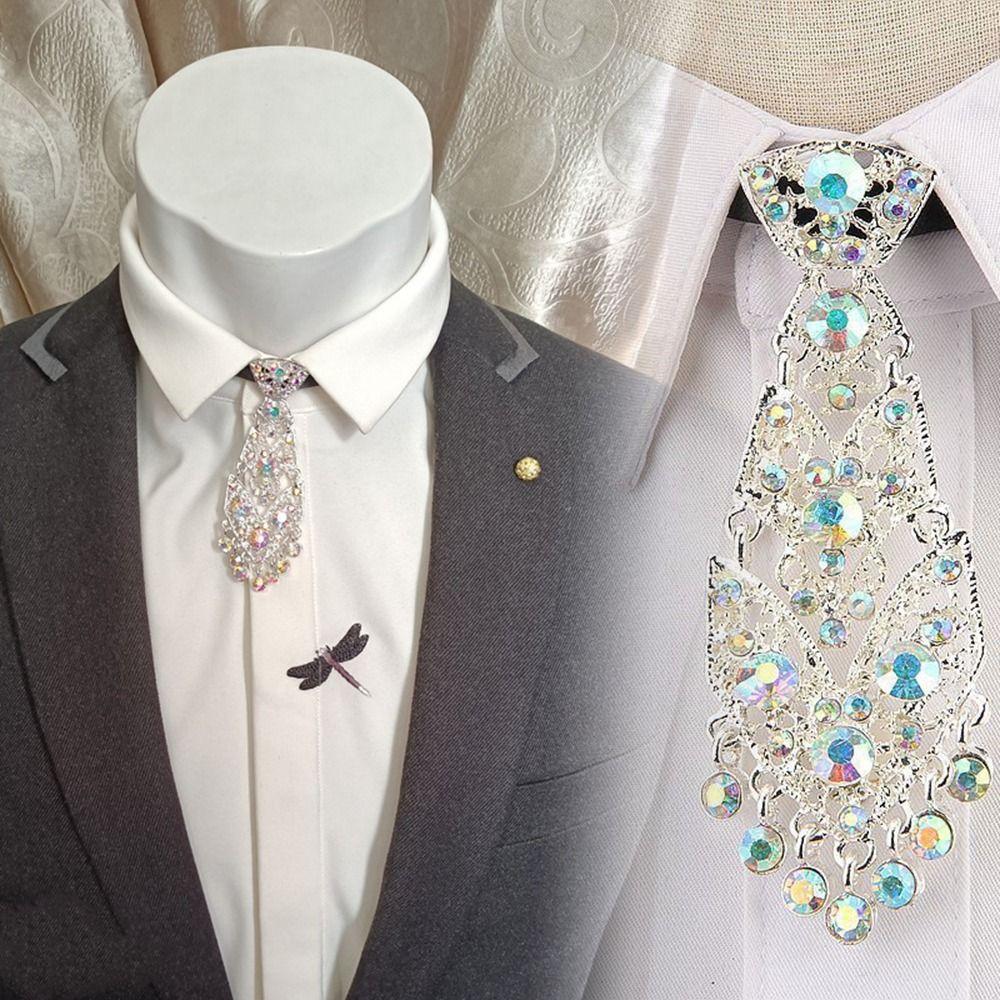 Style Suit Accessories Men Ties Metal Rhinestone Necktie Formal Business Ties Women Necktie