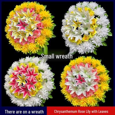 50cm Chrysanthemum Silk Wreath for Qingming Festival, Grave and Tomb Decoration - Free Shipping