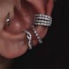 1Pc Clip Earring Geometric Rhinestone Jewelry Sparkling Korean Style Ear Cuff for Wedding