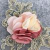 Pink Three-Dimensional Rose Beads Hot Diamond Embroidery Lace Applique Dress Diy Material Clothing Accessories