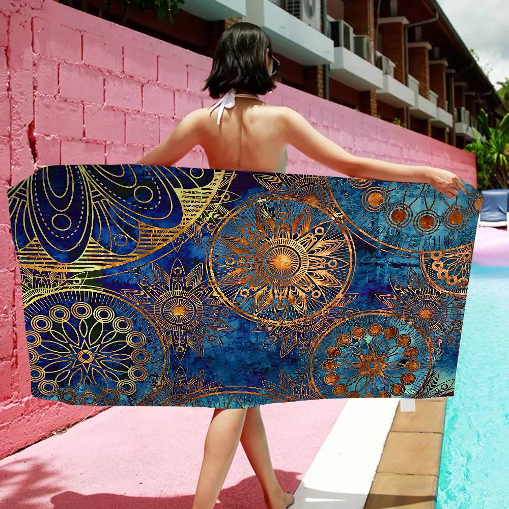 Colorful Mandala Pattern Bath Towel Microfiber Soft Water Absorbing Breathable For Girl Kids Decorative Cartoon Beach Towel