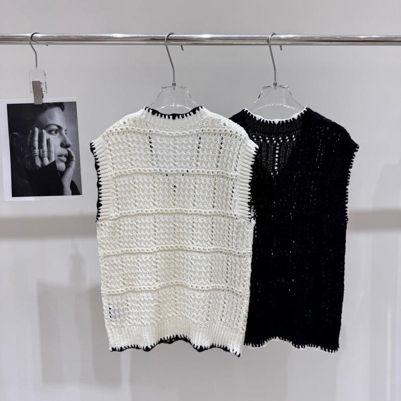 Handmade Crochet Color Block Cardigan Vest - Casual, Loose-Fit, Youthful Style.