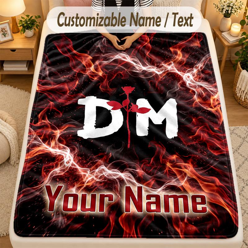 FlaneldeckeDepeche Mode Benutzerdefinierter Name Text Personalisierte Weiche Warme Überwurfdecke Heimdekoration Geschenk