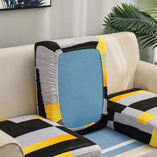 Square Lattice Printed Sofa Chair Seat Cushion Cover Elastic Sofa Slipcovers Designed For Household Pets Protector L Shape Anti -Dust Machine