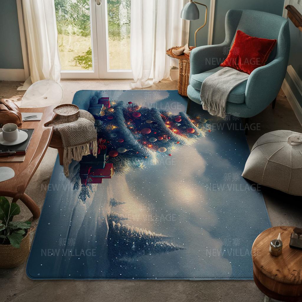 House Entrance Carpet Home Door Mat Living Room Bath Foot Bathroom Non-slip Water Absorption Rugs Bath Merry Christmas Winter