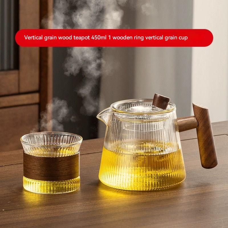 GIANXI Vertical Pattern Teapot Transparent High Borosilicate Glass Teapot Home Restaurant Transparent Brewing Teapot Cold Pot
