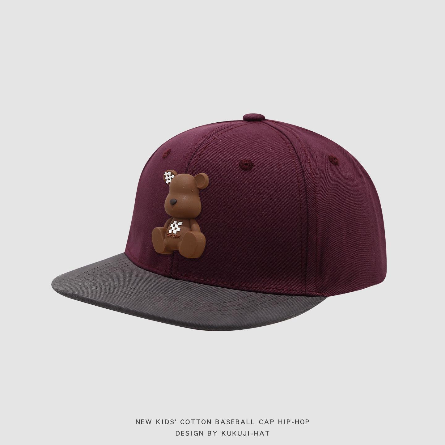 

Children s Flat Brim Hip Hop Hat - Cartoon Bear Design for Boys and Girls, Spring/Autumn Trendy Cap 50-54cm (Adjustable)