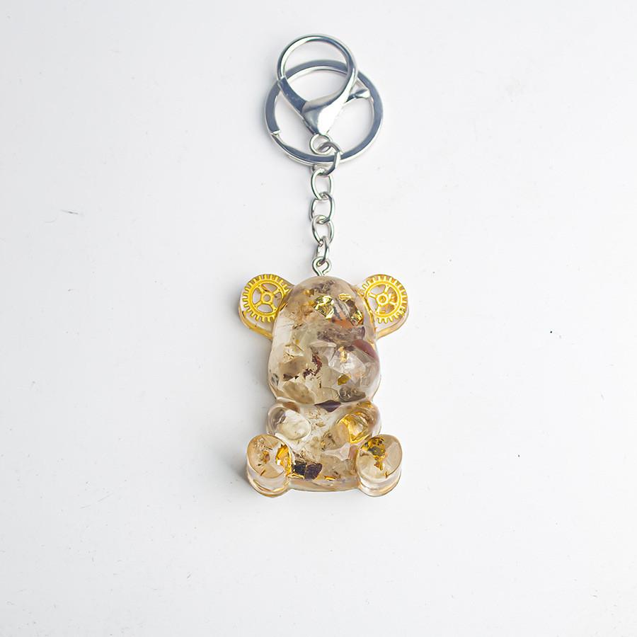 Crystal Stone Bear Pendant With Natural Gemstones For Car Keychain And Gift Use