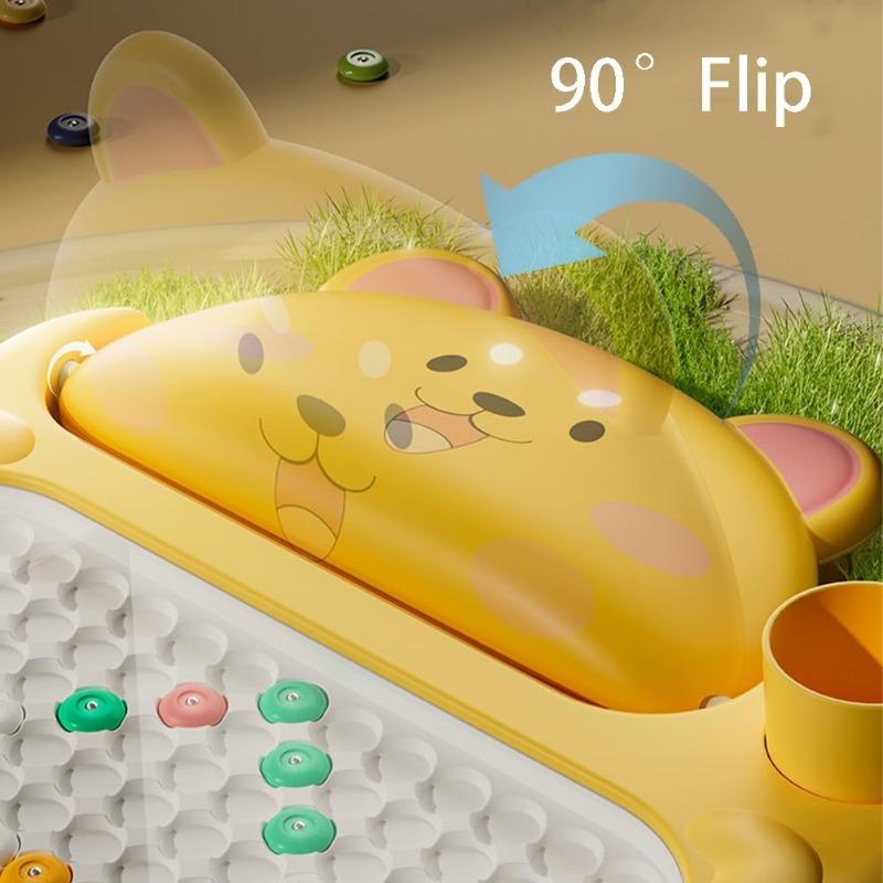 Cartoon Magnetic Drawing Board, Bear Dot Art Design, ABS Cartoon, Interactive Bead Pen Art with Pattern Guide, Home Creative Board