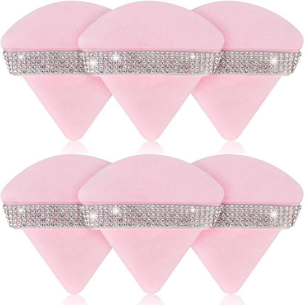 6pcs Diamond Triangle Powder Puff- Face Soft Makeup Puff -Setting Powder Puff for Loose Powder Body Powder Wet Dry Cosmetic,