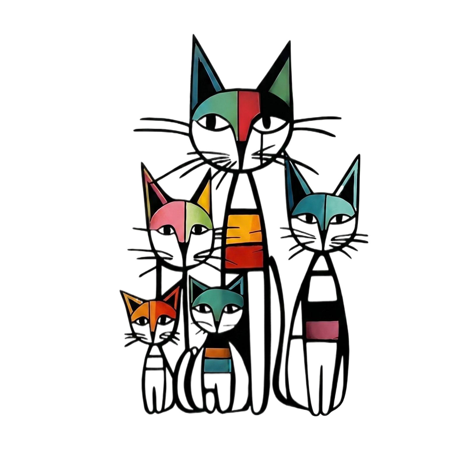 

Metal Wall Art Sculpture Five Cat Silhouettes Abstract Design Iron Craft Home Decor Indoor Outdoor Hanging Decoration KY-A05 one size