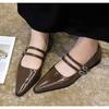 New Style Luxury Women Pointed Toe Women Mary Jane Shoes Fashion Shallow Buckle Shoes Ladies Casaul Dress Low Heel Leather Shoes