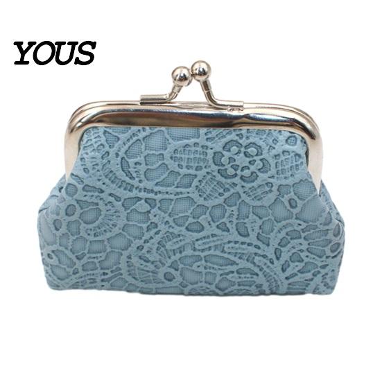 Palm-sized Wallet Embossed Lace Coin Purse, Kiss Lock Closure Pouch, Lightweight Holder Women Small Change Purse for Cash Coins Cards