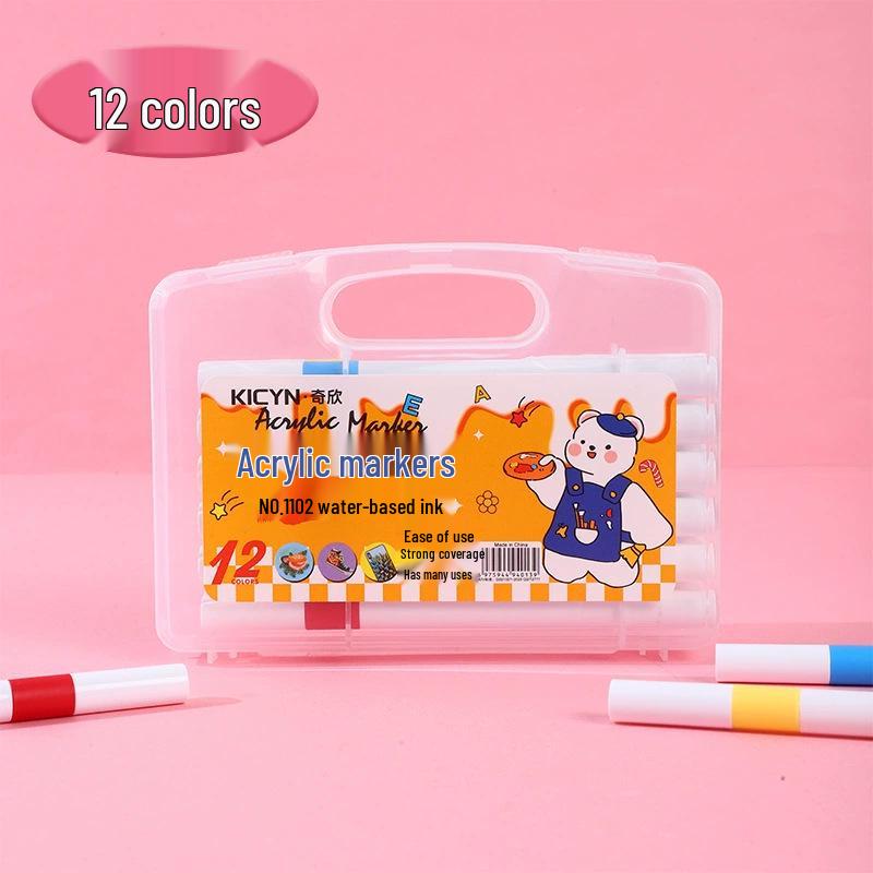 Schnelltrocknende Acrylmarker - 24 Farben, Nicht ausblutend, Schichtbare Aquarellstifte für Kinder-Graffiti und Kunst