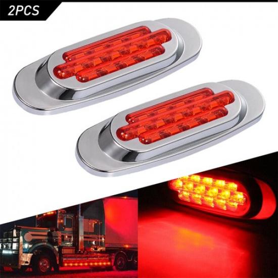 2/4/10X 6.5" Amber Side LED Marker Lights Chrome 12V Clearance Truck Trailer
