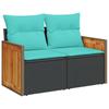 Sofa Set 5 Pieces Black and Blue Poly Rattan and Steel
