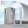 Galwaniczne składanie z miejscem na długopis do Samsung Galaxy Z Fold 6 Fold5 Fold4 3 5G Etui z hartowanej folii Twardy ochraniacz Składany stojak z uchwytem