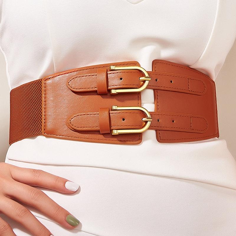 Gothic Solid Color Lift Up Female Waist Corset Wide Faux Leather Belt Women Fashion Slimming Waistband Elastic Corsets