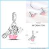 Pink Color Series Charms Beadscopper Cute Girl Pink Dangle Flower Heart Shape Pendant Fit Bangle Bracelet Necklace Jewelry