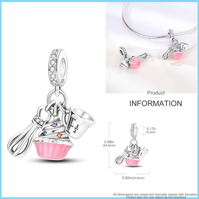 Pink Color Series Charms Beadscopper Cute Girl Pink Dangle Flower Heart Shape Pendant Fit Bangle Bracelet Necklace Jewelry