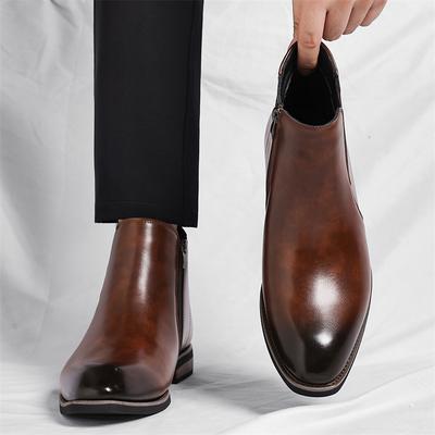 Divatos, hegyes szárú, üzleti, elegáns, hétköznapi bőr csizma, téli, új, plüss, meleg, kültéri, férfi csizma, márka minőségű, Chelsea csizma