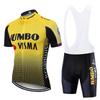 סט ג'רזי רכיבה Jumbo Visma Team שרוול קצר לאופני הרים וכביש, מתייבש במהירות, נושם, ערכה לגברים