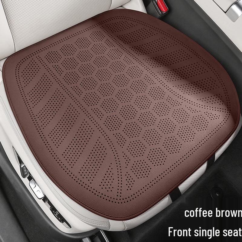 Universal Perforated Suede Leather Car Seat Cushion - Breathable for All Seasons