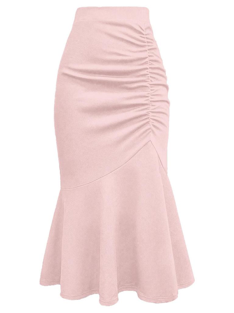 2025 Stylish Solid Color Fishtail Skirt: Waist-Cinching, Slimming, Hip-Hugging Design