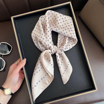 Square Scarf With Imitation Silk Versatile Neck Scarf For Dress Up Your Look, Spring/Summer Women's Soft Stain Bandannas Hijab