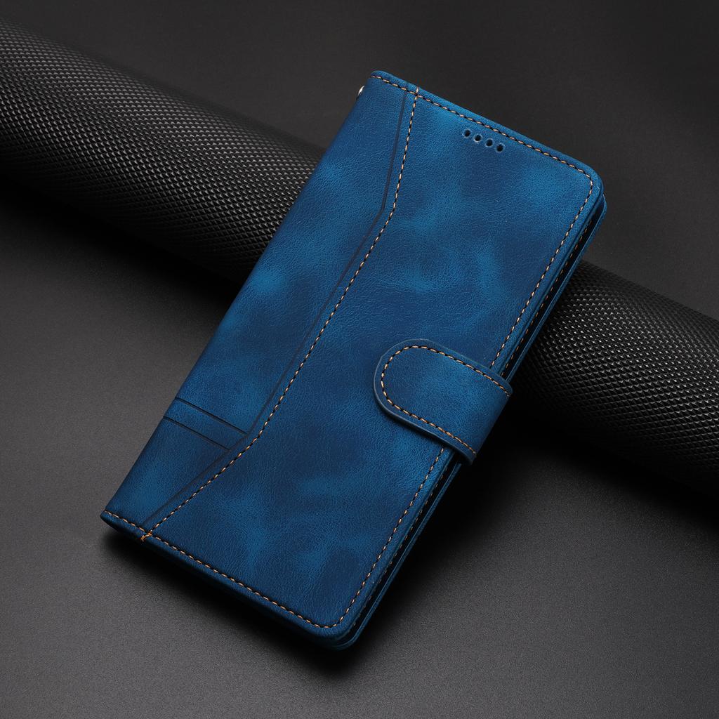L002 Retro Leather Phone Case for iPhone 11 Pro Lines Imprinted Stand Wallet Anti-fall Cover