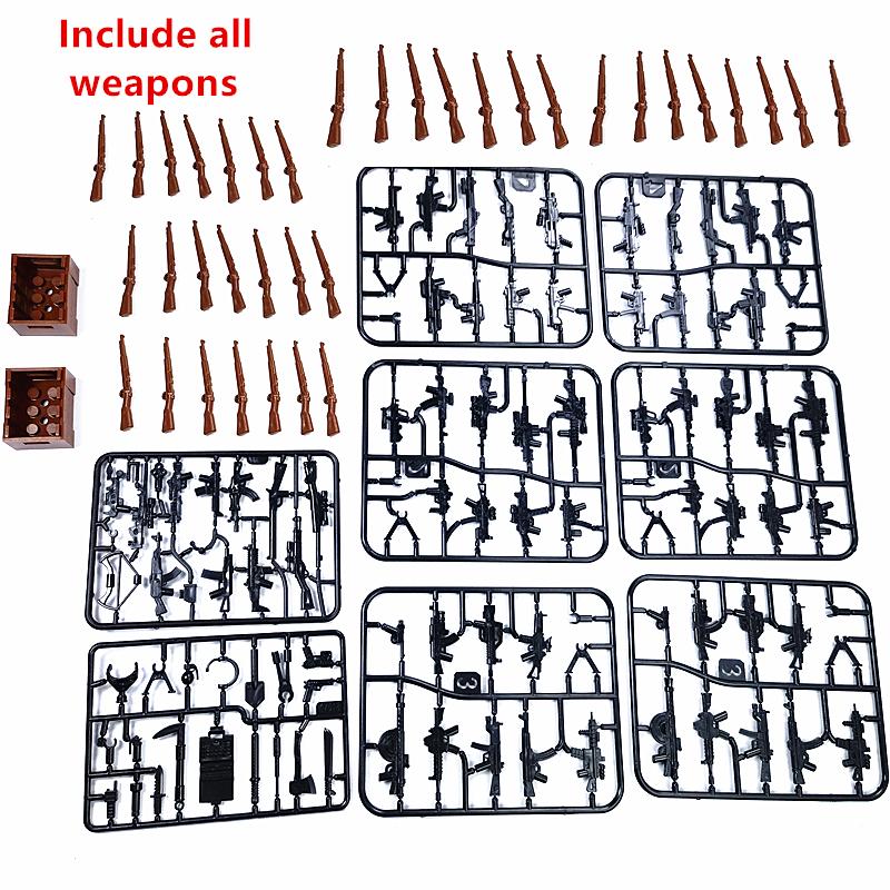 

MOC WW2 Military Weapons House Room Bricks Set SWAT Soldier Guns Accessories Building Blocks DIY Toys for Children Birthday Gift