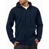 Men's Casual Loose Color Zippered Fleece Hooded Sweatshirt Sports Jacket